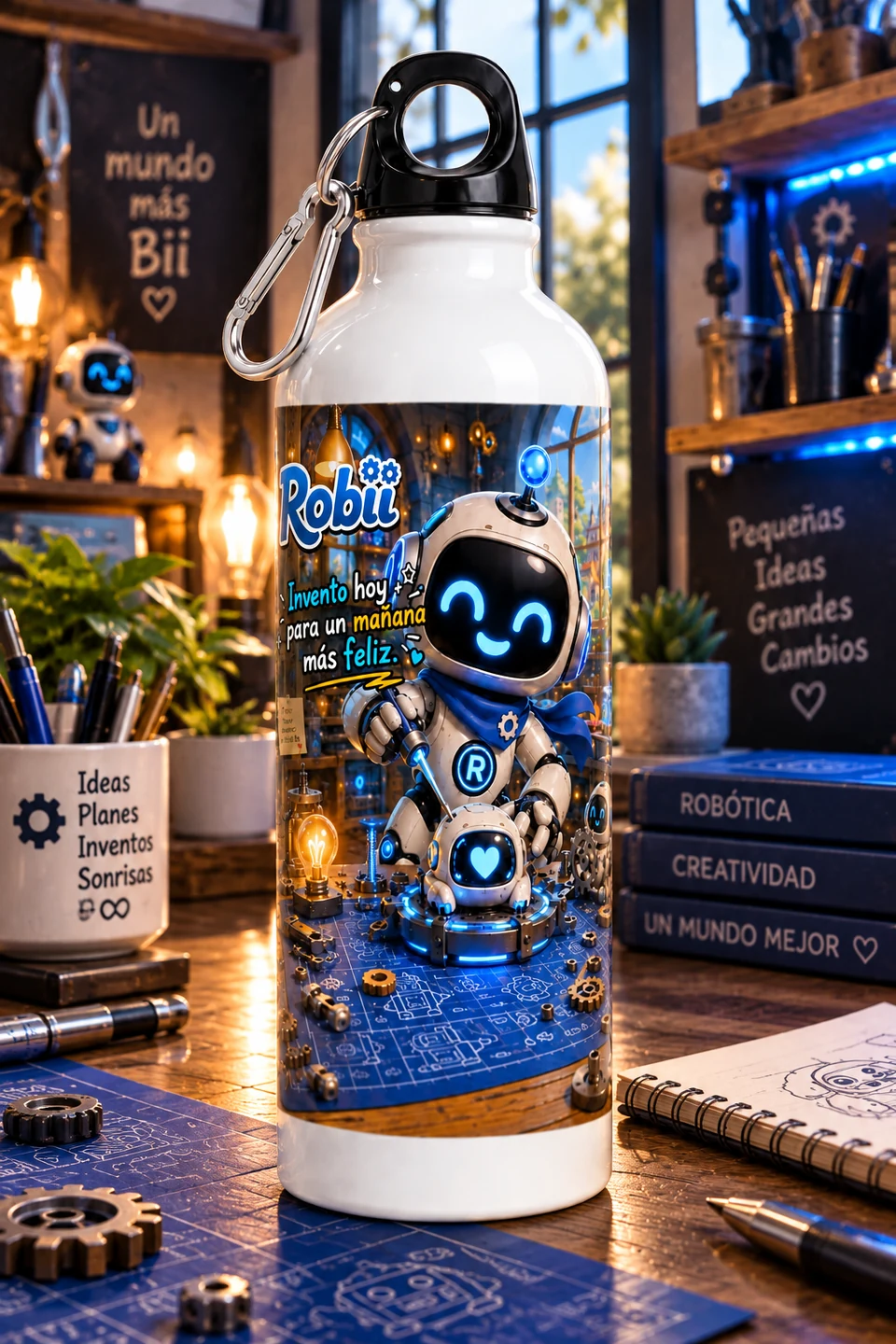 Cilindro real de Universo Bii con Robii inventor