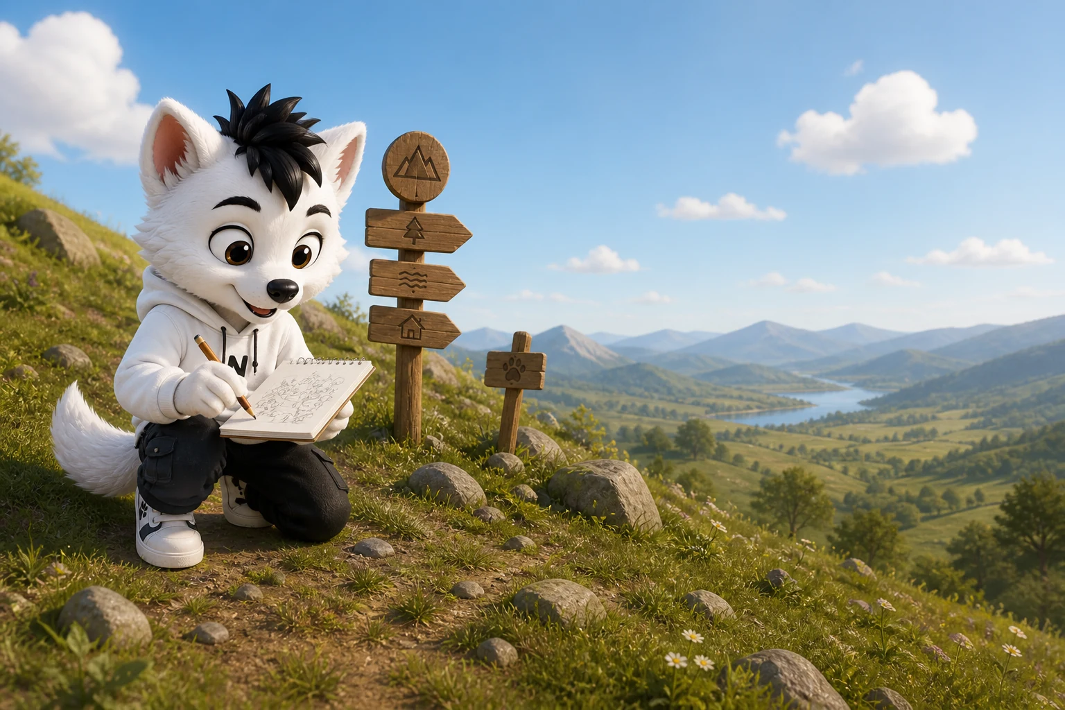 Nabii y la colina de las primeras voces: Dibujó senderos, una plaza y muchas casas. Trabajó con entusiasmo, convencido de que un buen plano podía anticipar todas las necesidades.